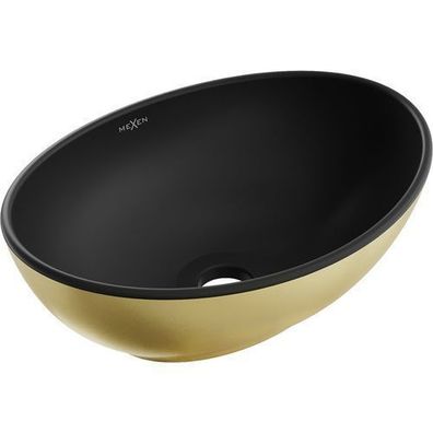Mexen Elza Aufsatzwaschbecken 40 x 33 cm, Schwarz matt/gold - 21014026
