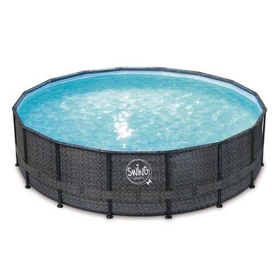 Frame Pool Ø 305 x 72 cm Rattanoptik anthrazit
