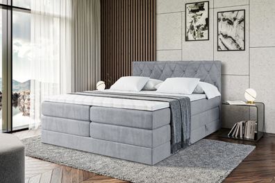 Boxspringbett mit Matratze, Topper, Polsterbett mit Bettkasten AMAY-BZ KING
