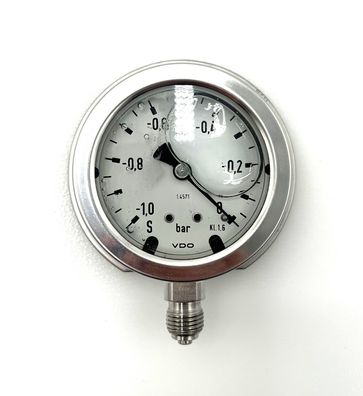 VDO Vakuum-Manometer -1 bar Ø 68 mm - Vakumeter, Flüssigkeitsdämpfung S10/86