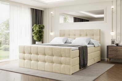 Boxspringbett mit Matratze, Topper, Polsterbett mit Bettkasten BERO-Z KING
