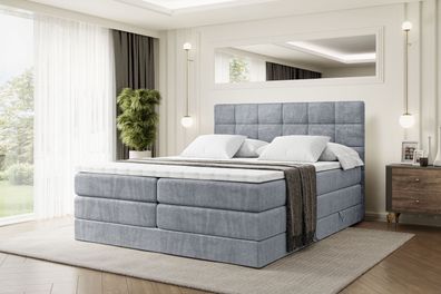 Boxspringbett mit Matratze, Topper, Polsterbett mit Bettkasten BRUGO KING
