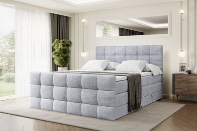 Boxspringbett mit Matratze, Topper, Polsterbett mit Bettkasten BRUGO-Z KING