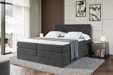 Boxspringbett mit Matratze, Topper, Polsterbett mit Bettkasten LEPARO KING