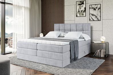 Boxspringbett mit Matratze, Topper, Polsterbett mit Bettkasten RICAR KING