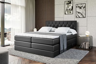 Boxspringbett mit Matratze, Topper, Polsterbett mit Bettkasten Velanto-bz KING