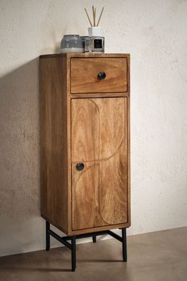 Badunterschrank 30x90cm 'Swing' Mango & Metall schwarz