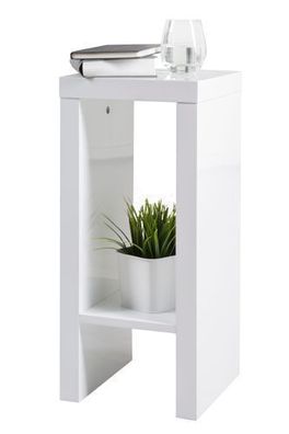 Solina - Blumeständer, Beisteller oder Dekotisch mit 1 Ablage, weiß hochglanz