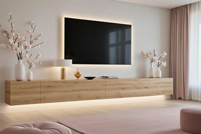 Lowboard FLOW 300 cm Sonoma Eiche- TV-Schrank-TV Board