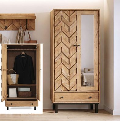 Garderobenschrank 88x192cm 'Ontario' Akazie massiv
