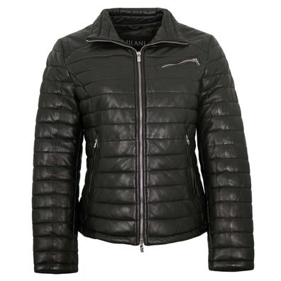 Jilani Collection - Damen Lederjacke Steppjacke Lammnappa schwarz