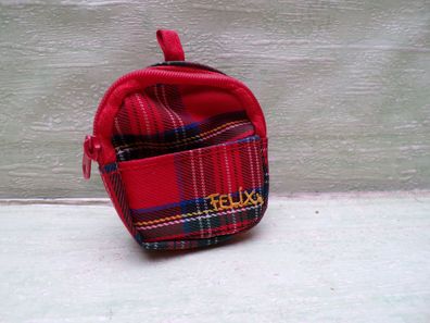 rot karierter Puppen-Rucksack Felix Spiegelburg mit Reißverschluß ca 9,5cm