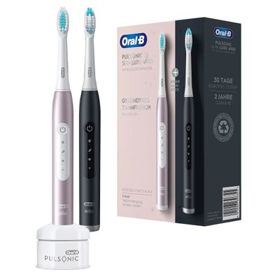 Oral-B Pulsonic Slim Luxe 4900, Schwarz/Rosegold Elektrische Zahnbürste mit 2. Handst