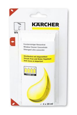 Kärcher Glas- und Fensterreiniger Konzentrat, 4x20 Glasreiniger Konzentrat, 4 x 20 ml