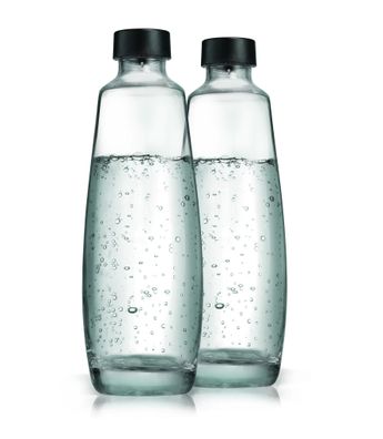 SodaStream Glasflasche DUO 1L, 2er Glaskaraffe Sodaflasche 2. Stk