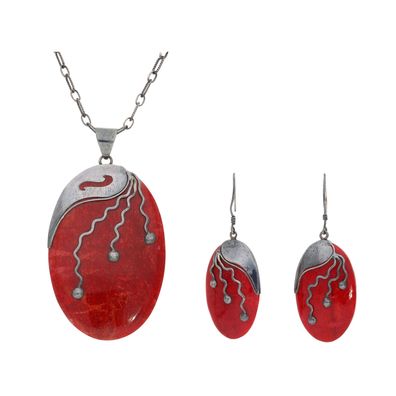 Korallen Set Damen 925 Silber getragen 25326050 Second Hand