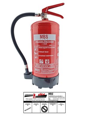 MBS-FIRE (Pii) 6L Feuerlöscher Schaum 34A 233B 10LE inkl. Halterung u. Plakette