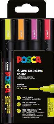 Faber Castell Marker UNI POSCA PC-5M 1,8-2,5 4er Neon