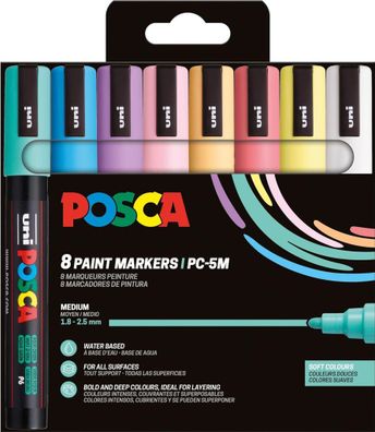 Faber Castell Marker UNI POSCA PC-5M 1,8-2,5 8er Soft Color