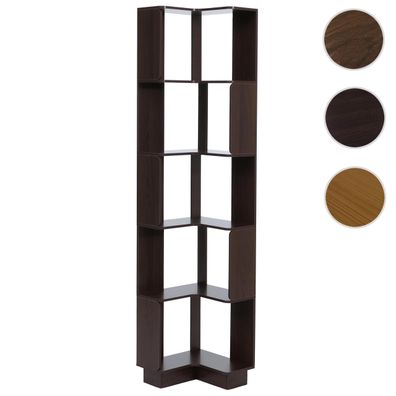 Eck-Bücherregal HWC-P53, Eckregal Standregal, 5 Ebenen MDF Melamin 175x40x40cm