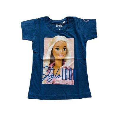 Kurzärmeliges T-Shirt für Mädchen Barbie-Print | blau oder gelb | Größen 104-140