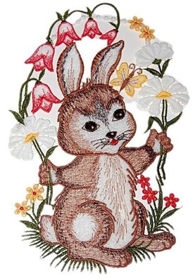 Fensterbild Ostern Spitze Fensterdekoration Plauener Stickerei Osterhase 25 cm