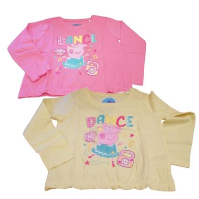 Peppa Langarm-Shirt für Mädchen | "Peppa Pig Dance" | 100% Baumwolle | Größen 92–116