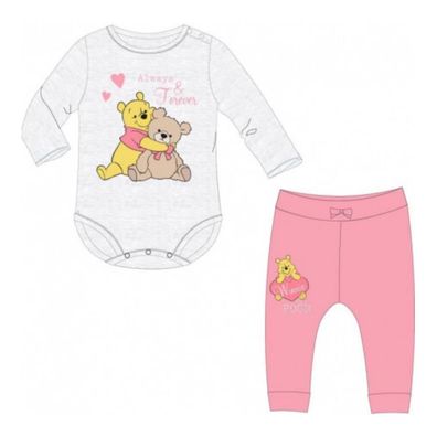 Winnie Puuh Baby-Set "Always & Forever" | Grauer Body & Rosa Hose