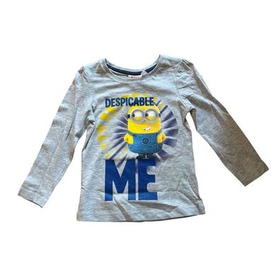 Minion-Shirt für Mädchen | langarm | Grau | Gr. 98-116
