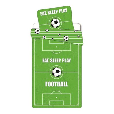 Kinder- Fußball- Bettwäsche „Eat. Sleep. Play. Football“ 140x200 + 70x90 | 100