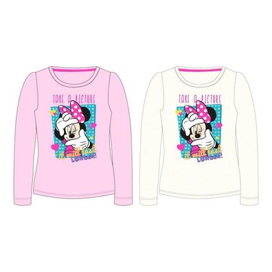 Minnie Maus Langarm-Shirt "Take Adventure" | Weiß & Rosa | Gr. 98–128