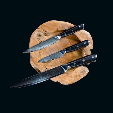 Set | Tranchiermesser - Allzweckmesser - Gemüsemesser | Damastmesser | Küchenmesser