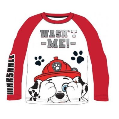 Paw Patrol Langarm-T-Shirt für Jungen - Rot-weißes Design, 100% Baumwolle