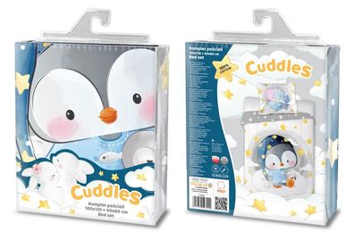 Baby Bettwäsche "Pinguin mit Schlafmütze" 100x135cm, 100% Baumwolle