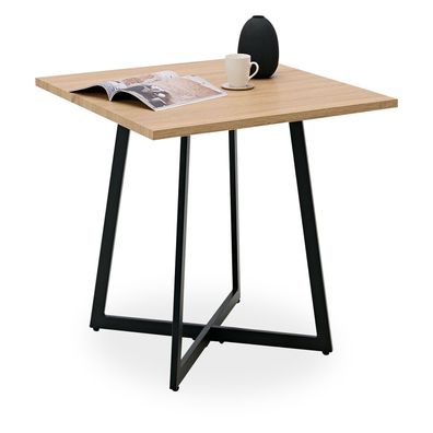 Esstisch 80x80 cm Wohnzimmertisch Holz Eiche Metall Schwarz Küchentisch Esszimmert
