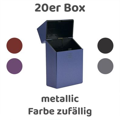 Kunststoff Zigarettenbox 20er mit Sprungdeckel, Metallic-Look, Farbe zufällig