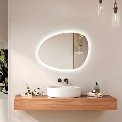 EMKE® LED Badspiegel Mit Beleuchtung Asymmetrical Touch Beschlagfrei Spiegel