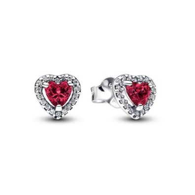 Ohrstecker - Silber - Erhabenes Rotes Herz