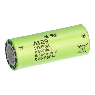 A123 ANR26650M1B – 26650 LiFePO? Zelle 3,3 V 2500 mAh (B-GRADE, Flattop)