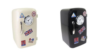 Designer Tischuhr Kühlschrank aus Metall