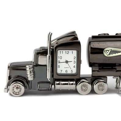Designer Tischuhr LKW Tanklaster aus Metall