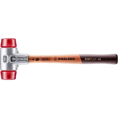 HALDER Simplex Schonhammer Ø 40 mm Plastik rot mit Aluminiumgehäuse