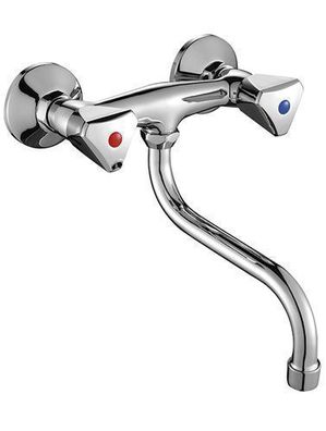 Küchenarmatur Wandmontage NORM Küchenmischer für Küche in Chrom Spültischarmatur