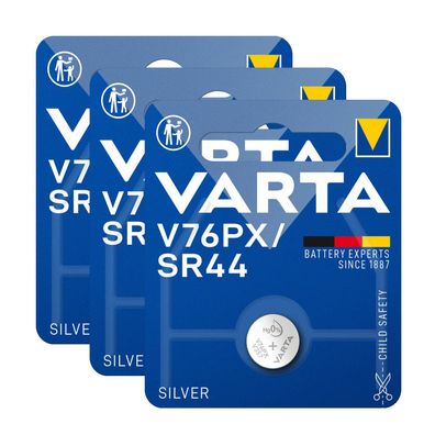 3x Varta V76PX SR44 Foto Batterie 1,55V 76 PX Knopfzelle RPX675 / RM675 1128MP