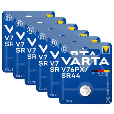6x Varta V76PX SR44 Foto Batterie 1,55V 76 PX Knopfzelle RPX675 / RM675 1128MP