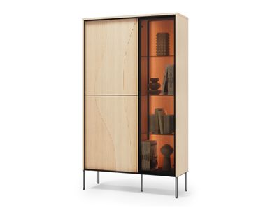 Vitrinenschrank FLOW FW-02 Vitrine mit LED Eiche Vincenza
