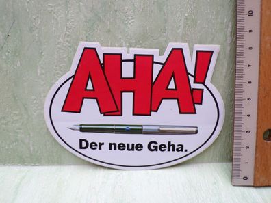 alter Aufkleber Aha Der neue Geha Füller Werbung Reklame Sticker