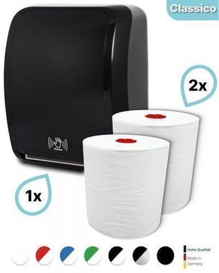 SET: Handtuchrollenspender SENSOR, berührungslos, Blanc Cosmos verschied. Farben + 2