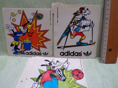 alte Aufkleber adidas Walt Disney Goofy Sport Ski Tennis Fußball Werbung Sticker