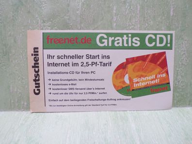 alter freenet. de Gratis CD Gutschein 4,9Pfennig/Minute schnell ins Internet DM-Zeit